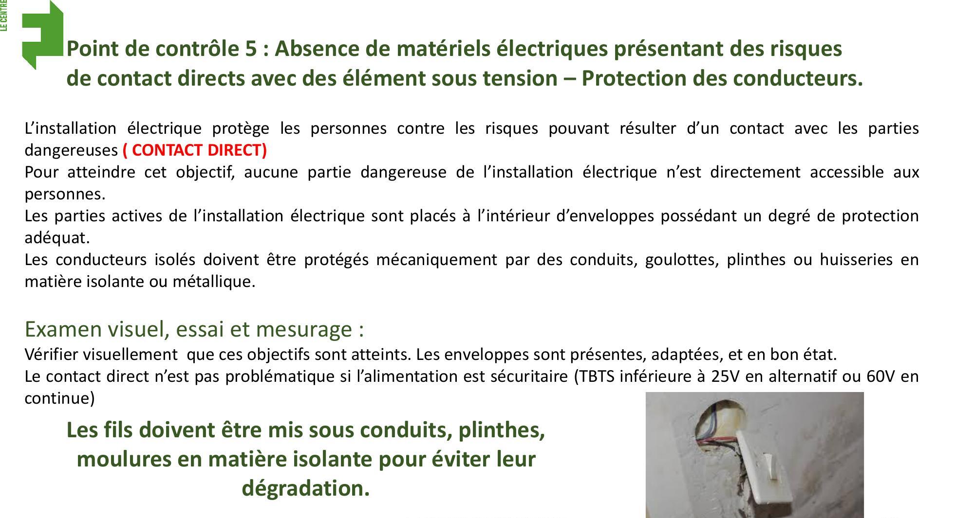 Un texte décrit la protection des conducteurs avec photo de fils électriques.