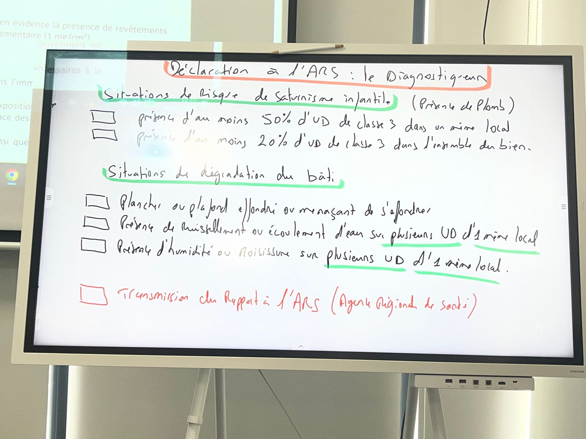 Critères de déclaration à l'ARS : saturnisme infantile et dégradation du bâti.