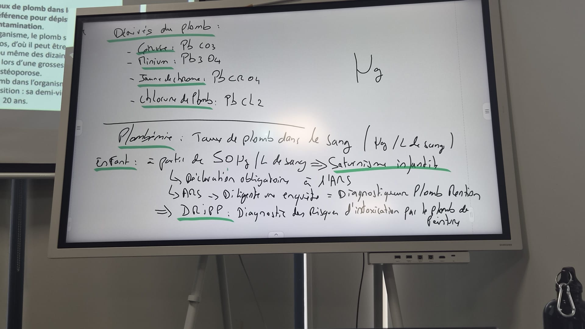 Dérivés du plomb et seuils de plombémie.
