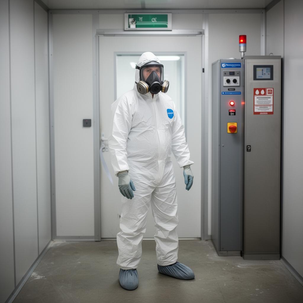 Opérateur en EPI complet sous-section 3 dans un sas