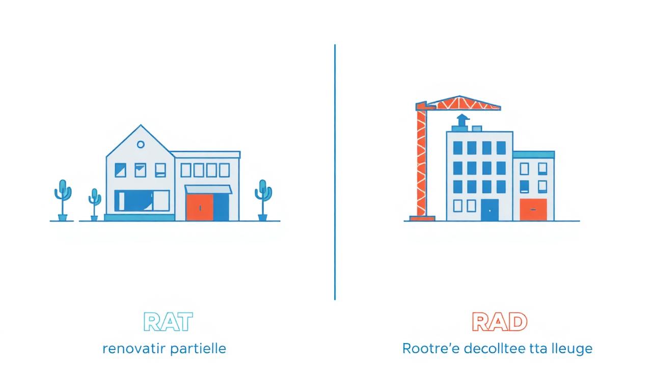 Comparaison schématique entre Repérage Avant Travaux (RAT) et Avant Démolition (RAD)