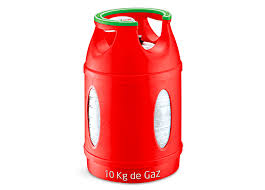 Bouteille de butane installée dans un meuble de cuisine.